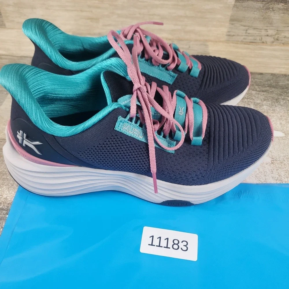 KURU Atom 2 Womens Shoes Sz 7 M Running Night Blue Teal Mesh‎ Lace Up Sneakers